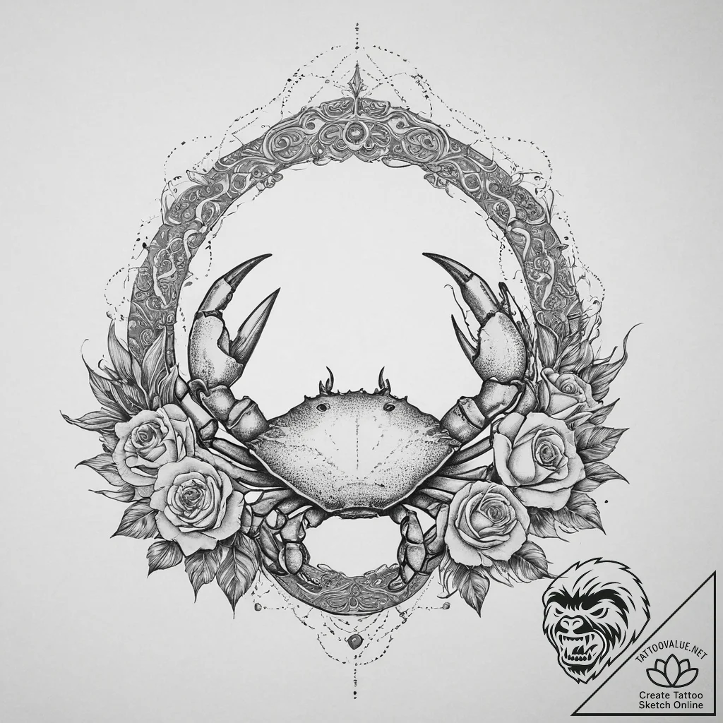 Tattoo design a cancer crab's silhouette appe... - tattoo sketch (№1754117182_0, 02.08.2025 06:46) — tattoovalue.net