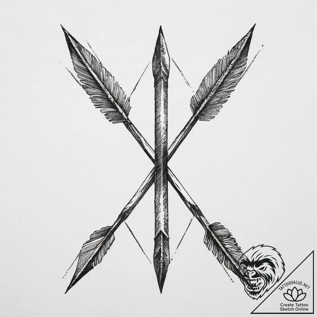 Tattoo design a pair of simple arrows, pointi... - tattoo sketch (№1754118365_0, 02.08.2025 07:06) — tattoovalue.net