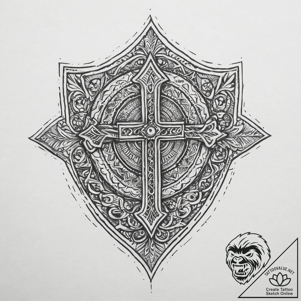 Tattoo design an abstract form of protection,... - tattoo sketch (№1754119947_0, 02.08.2025 07:32) — tattoovalue.net