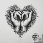 Tattoo design a heart made of intertwined fin… – tattoo sketch (№1754120543_0, 02.08.2025 07:42) — tattoovalue.net