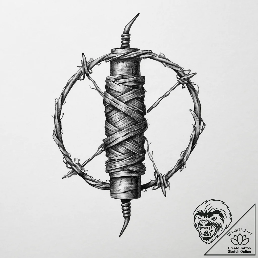 Tattoo sketch a single, strong strand of barb... - tattoo sketch (№1754120954_0, 02.08.2025 07:49) — tattoovalue.net