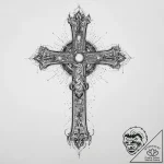 Space, artistic tattoo sketch, detailed cross… – tattoo sketch (№1754121350_0, 02.08.2025 07:55) — tattoovalue.net