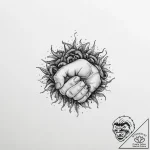 A child’s hand holding a fistful of earthworm… – tattoo sketch (№1754121547_0, 02.08.2025 07:59) — tattoovalue.net