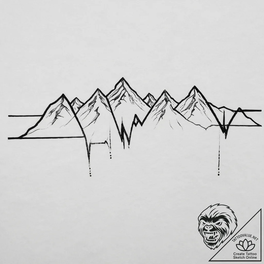 Tattoo design a minimalist tattoo of a heartb... - tattoo sketch (№1754122935_0, 02.08.2025 08:22) — tattoovalue.net