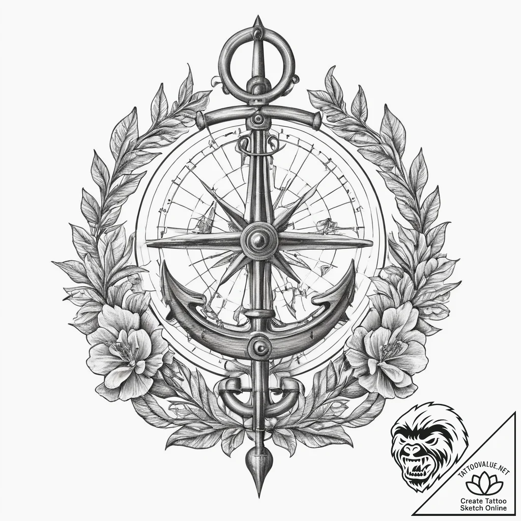 Sextant, tattoo drawing outline, black and wh... - tattoo sketch (№1754123131_0, 02.08.2025 08:25) — tattoovalue.net