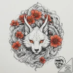 A kitsune with its nine tails, tattoo flash s… – tattoo sketch (№1754123328_0, 02.08.2025 08:28) — tattoovalue.net