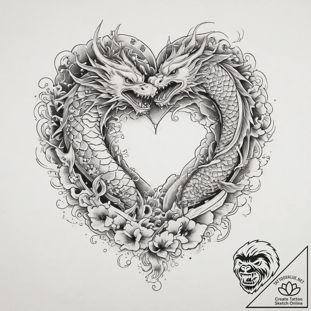 Heart, tattoo flash sheet design, sepia tone... - tattoo sketch (№1754123532_0, 02.08.2025 08:32) — tattoovalue.net
