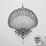 Shell, tattoo line art, dotwork shading, stip… – tattoo sketch (№1754123929_0, 02.08.2025 08:38) — tattoovalue.net