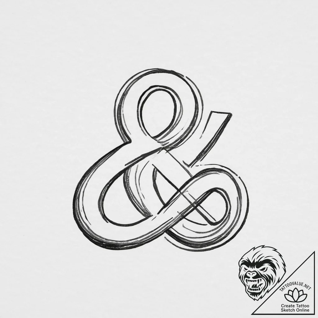An ampersand symbol, ink illustration for tat... - tattoo sketch (№1754124522_0, 02.08.2025 08:48) — tattoovalue.net