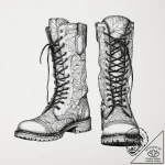 Tattoo design a pair of combat boots, scuffed… – tattoo sketch (№1754125112_0, 02.08.2025 08:58) — tattoovalue.net