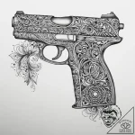 Pistol, tattoo sketch design, ornamental tatt… – tattoo sketch (№1754125507_0, 02.08.2025 09:05) — tattoovalue.net