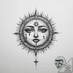 Sun and moon, ink illustration for tattoo, on… – tattoo sketch (№1754127495_0, 02.08.2025 09:38) — tattoovalue.net