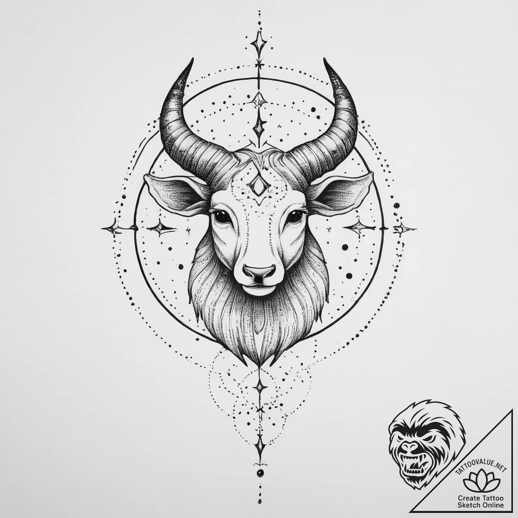 Tattoo sketch a zodiac animal outline filled... - tattoo sketch (№1754127693_0, 02.08.2025 09:41) — tattoovalue.net