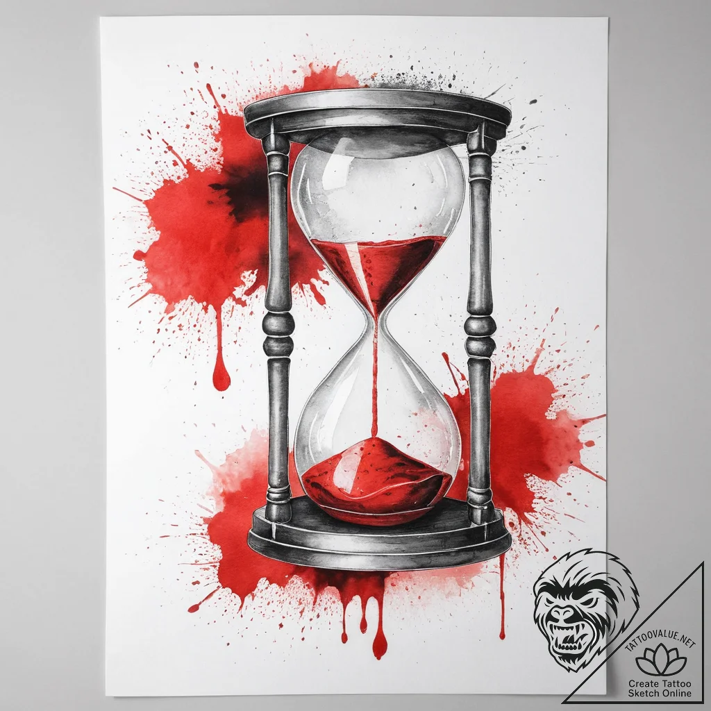 An hourglass filled with city dust instead of... - tattoo sketch (№1754129074_0, 02.08.2025 10:04) — tattoovalue.net