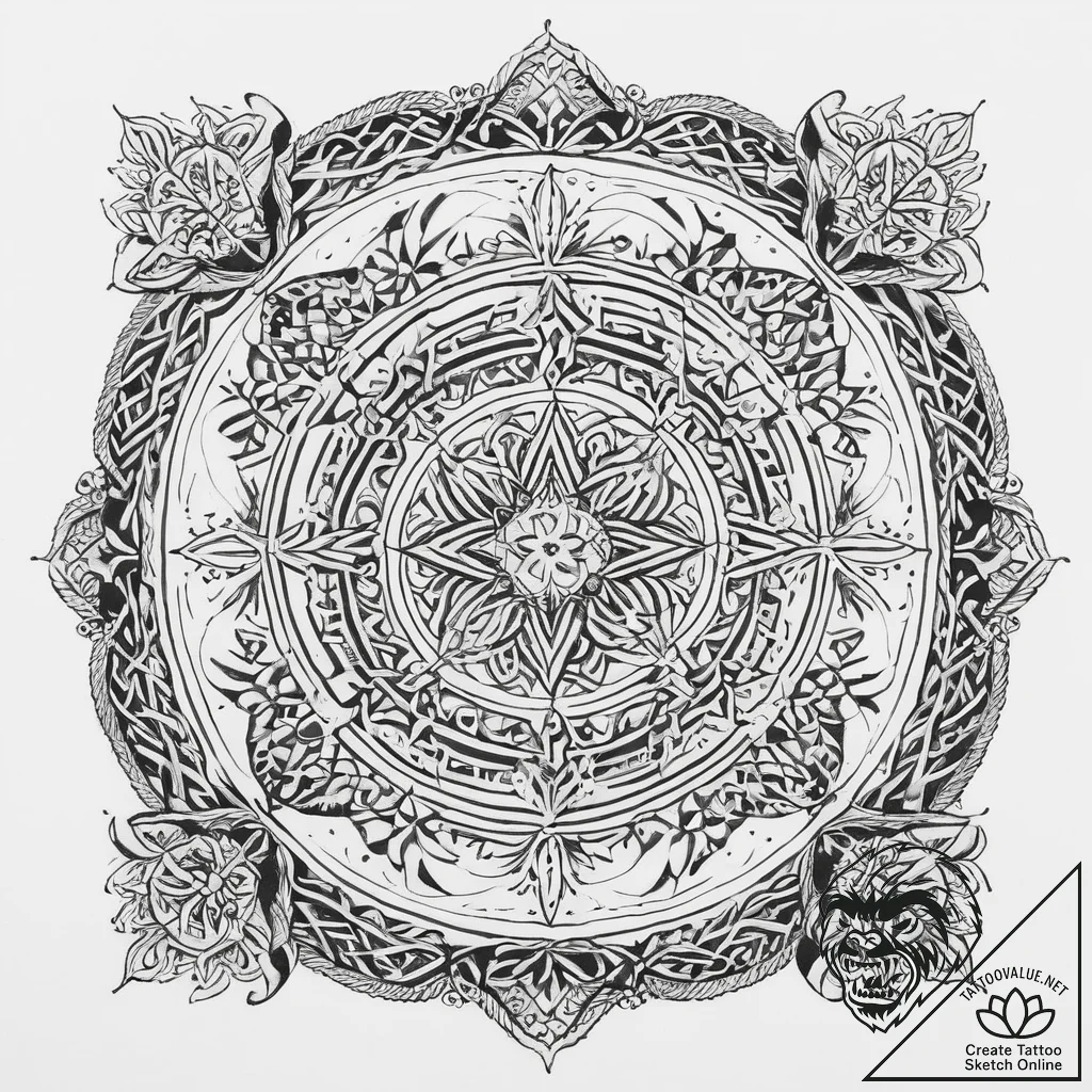 A blackwork sleeve concept featuring various... - tattoo sketch (№1754129670_0, 02.08.2025 10:14) — tattoovalue.net
