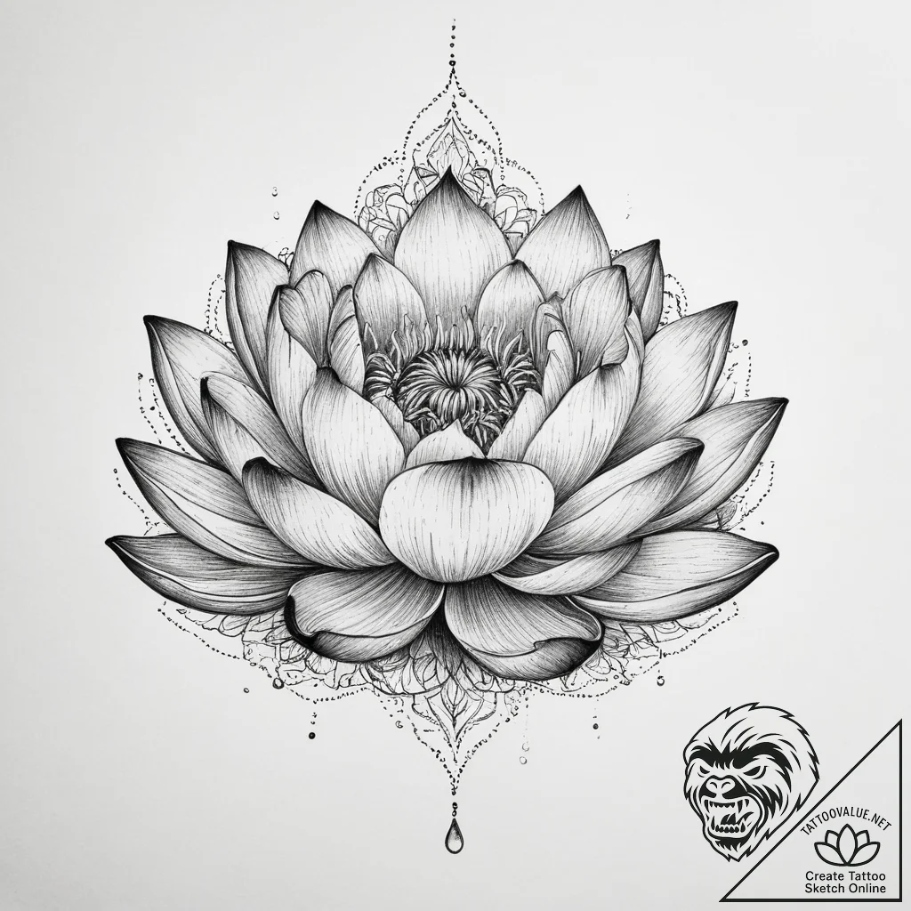 Tattoo design a lotus flower, blooming in dar... - tattoo sketch (№1754130664_0, 02.08.2025 10:31) — tattoovalue.net