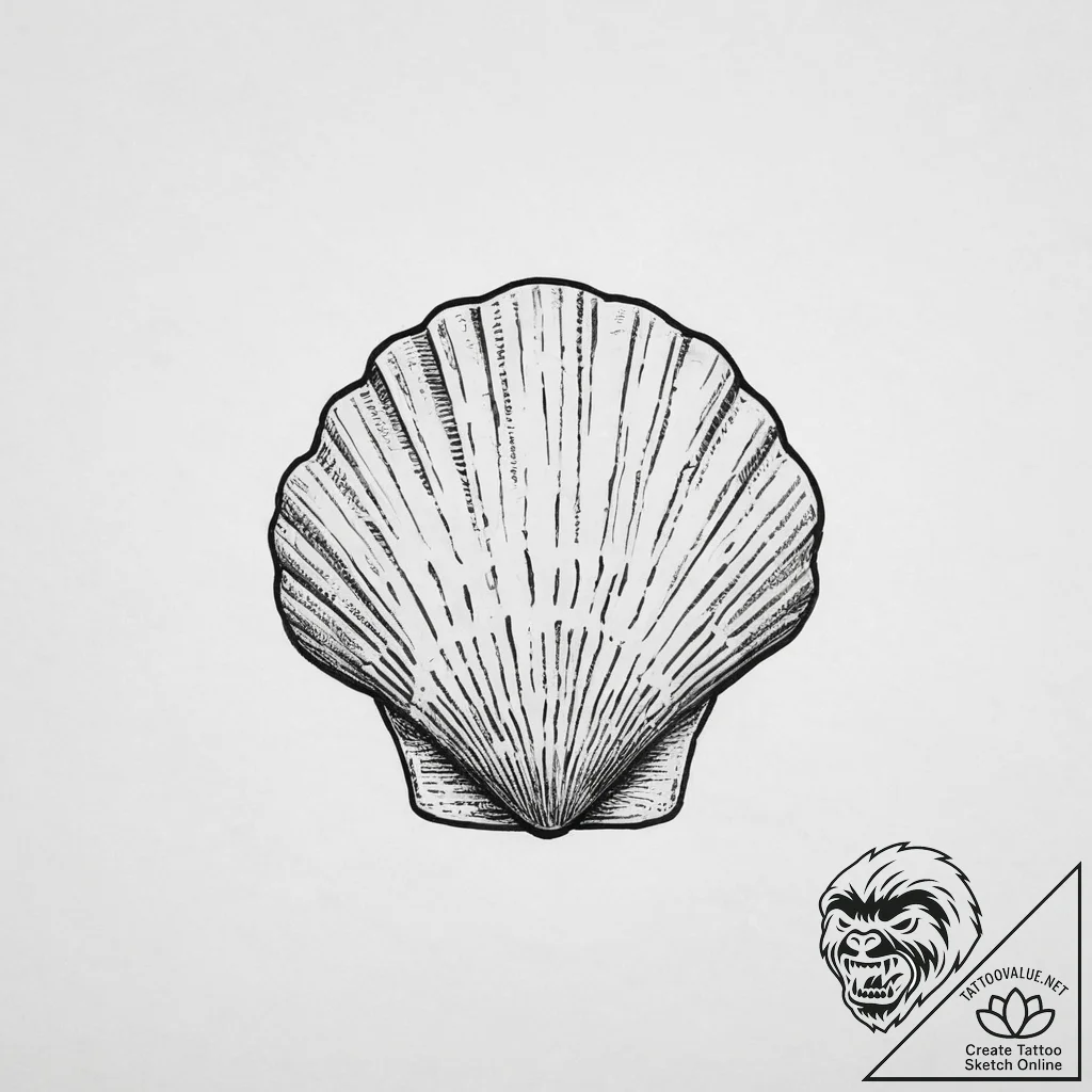Tattoo sketch a highly detailed small seashel... - tattoo sketch (№1754131066_0, 02.08.2025 10:37) — tattoovalue.net