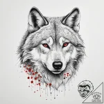 The intense, focused gaze of a wolf in a snow… – tattoo sketch (№1754131263_0, 02.08.2025 10:41) — tattoovalue.net
