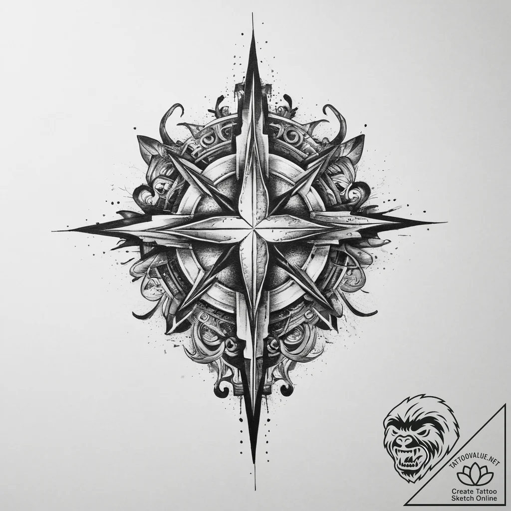 Tattoo design 'power up' with a glowing star... - tattoo sketch (№1754132258_0, 02.08.2025 10:57) — tattoovalue.net