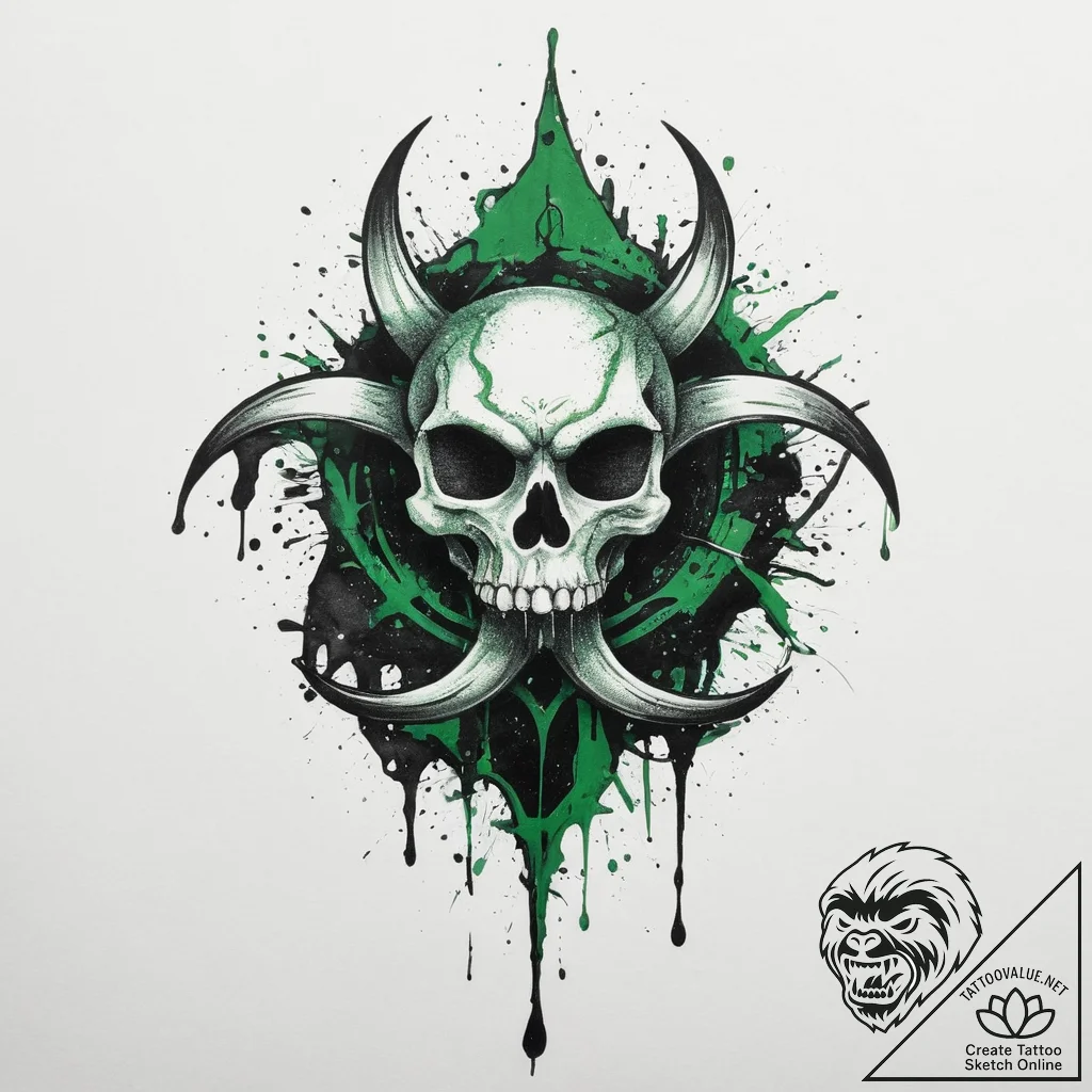 Tattoo sketch a stylized biohazard symbol dri... - tattoo sketch (№1754132652_0, 02.08.2025 11:04) — tattoovalue.net