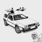 The delorean time machine, ink illustration f… – tattoo sketch (№1754133844_0, 02.08.2025 11:24) — tattoovalue.net