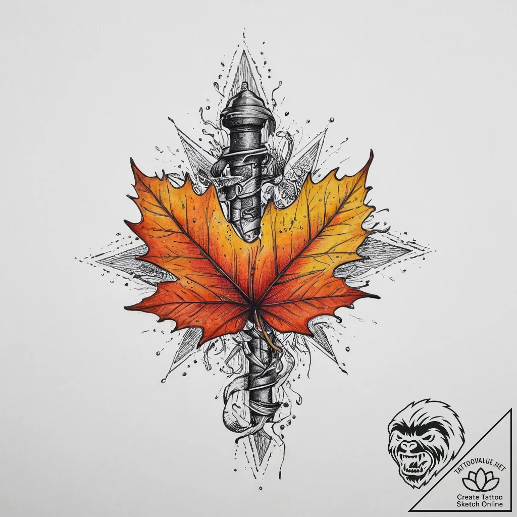 Autumn leaf crumbling, tattoo sketch design,... - tattoo sketch (№1754134644_0, 02.08.2025 11:37) — tattoovalue.net