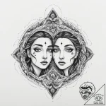 Tattoo sketch gemini faces dissolving into a… – tattoo sketch (№1754135440_0, 02.08.2025 11:50) — tattoovalue.net