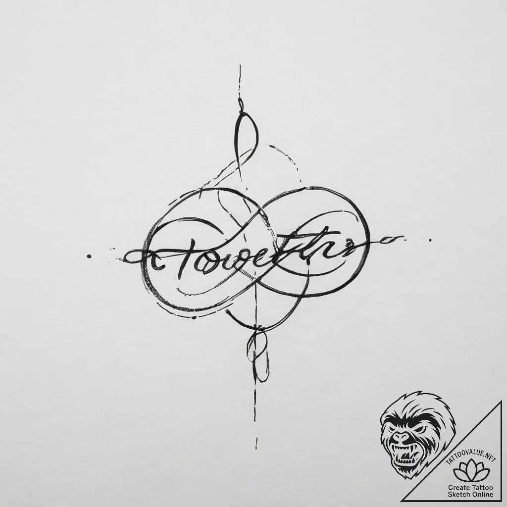 Tattoo sketch a simple "together" or "connect... - tattoo sketch (№1754135639_0, 02.08.2025 11:53) — tattoovalue.net