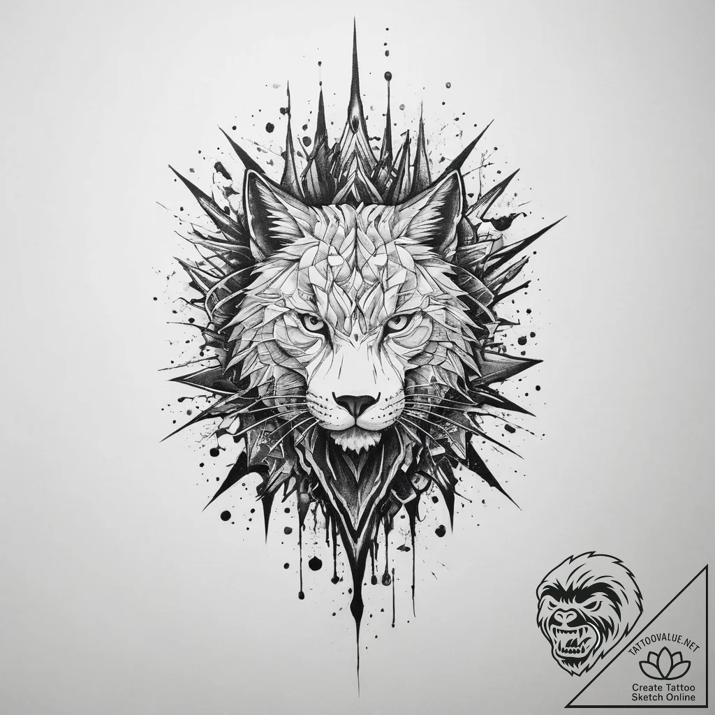 Tattoo design a shattered screen effect with... - tattoo sketch (№1754136248_0, 02.08.2025 12:04) — tattoovalue.net