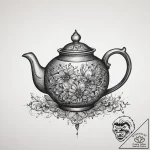 Teapot, concept art for tattoo, on a clean wh… – tattoo sketch (№1754136838_0, 02.08.2025 12:13) — tattoovalue.net