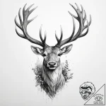 Tattoo design a majestic stag, antlers strong… – tattoo sketch (№1754137626_0, 02.08.2025 12:27) — tattoovalue.net