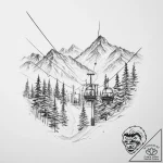 The view from a ski lift, looking down at ski… – tattoo sketch (№1754138018_0, 02.08.2025 12:33) — tattoovalue.net