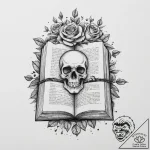 A tree growing out of an open book, ink illus… – tattoo sketch (№1754138214_0, 02.08.2025 12:36) — tattoovalue.net