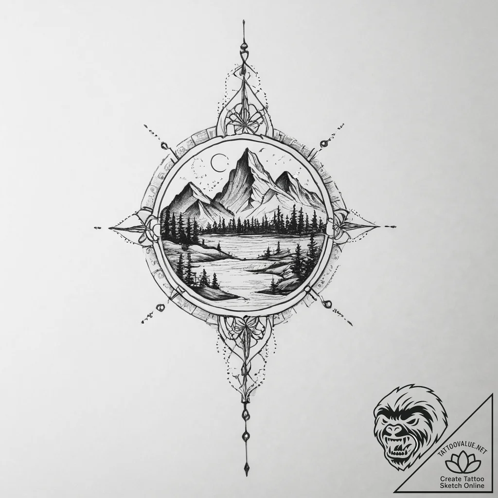 Tattoo sketch coordinates of a significant pl... - tattoo sketch (№1754138409_0, 02.08.2025 12:40) — tattoovalue.net