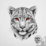 Snow leopard, tattoo drawing outline, on a cl… – tattoo sketch (№1754139384_0, 02.08.2025 12:56) — tattoovalue.net
