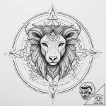 Tattoo sketch a blackwork outline of a zodiac… – tattoo sketch (№1754141346_0, 02.08.2025 13:29) — tattoovalue.net