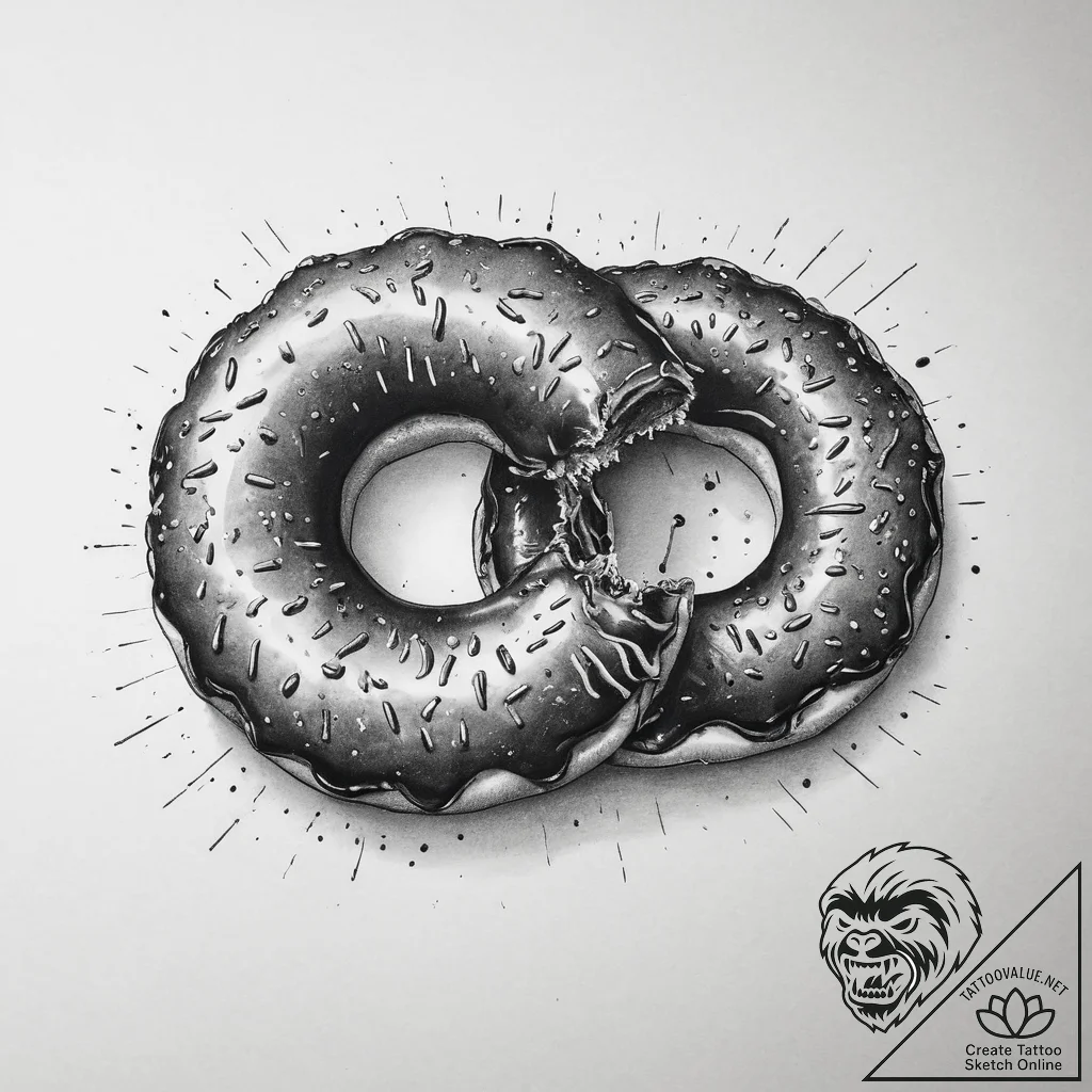 Tattoo sketch two halves of a stylized donut.... - tattoo sketch (№1754141933_0, 02.08.2025 13:38) — tattoovalue.net