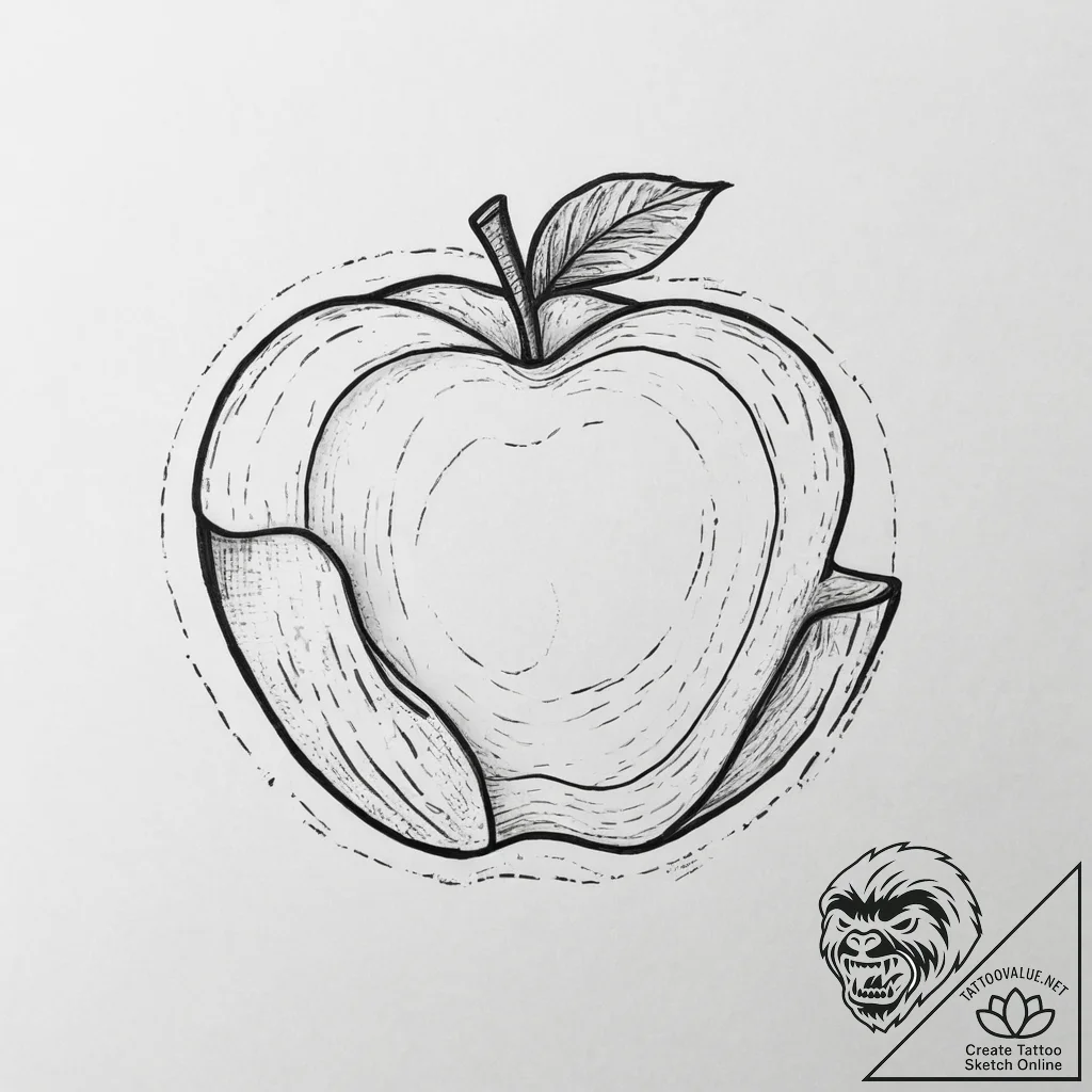Tattoo sketch 'apple' on one, 'pie' on the ot... - tattoo sketch (№1754142127_0, 02.08.2025 13:42) — tattoovalue.net
