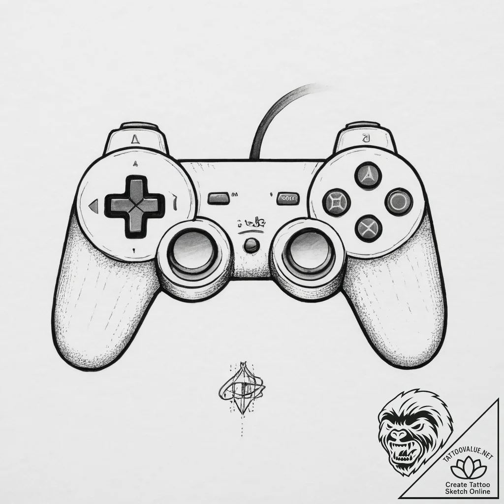 Tattoo sketch a controller's analog stick wit... - tattoo sketch (№1754142517_0, 02.08.2025 13:48) — tattoovalue.net