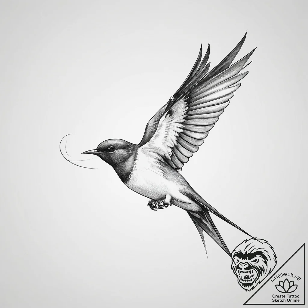 Swallow - tattoo sketch (№1754143295_0, 02.08.2025 14:01) — tattoovalue.net