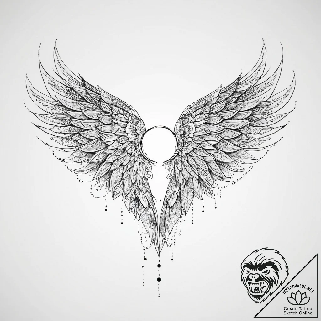 Tattoo sketch a guardian angel's wings unfurl... - tattoo sketch (№1754143883_0, 02.08.2025 14:11) — tattoovalue.net