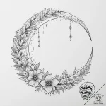 Tattoo design a crescent moon with a hidden c… – tattoo sketch (№1754144277_0, 02.08.2025 14:17) — tattoovalue.net
