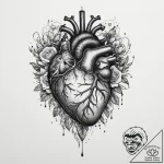 Tattoo design a human heart, anatomically cor… – tattoo sketch (№1754144472_0, 02.08.2025 14:21) — tattoovalue.net