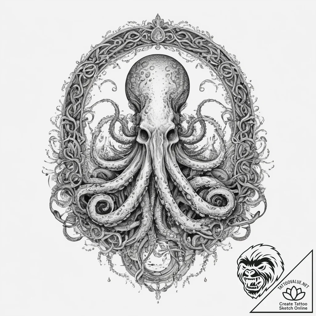 Tattoo sketch a strong, mythical sea creature... - tattoo sketch (№1754146432_0, 02.08.2025 14:53) — tattoovalue.net