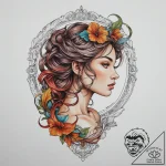 Tattoo design a virgo maiden’s profile hidden… – tattoo sketch (№1754147022_0, 02.08.2025 15:03) — tattoovalue.net