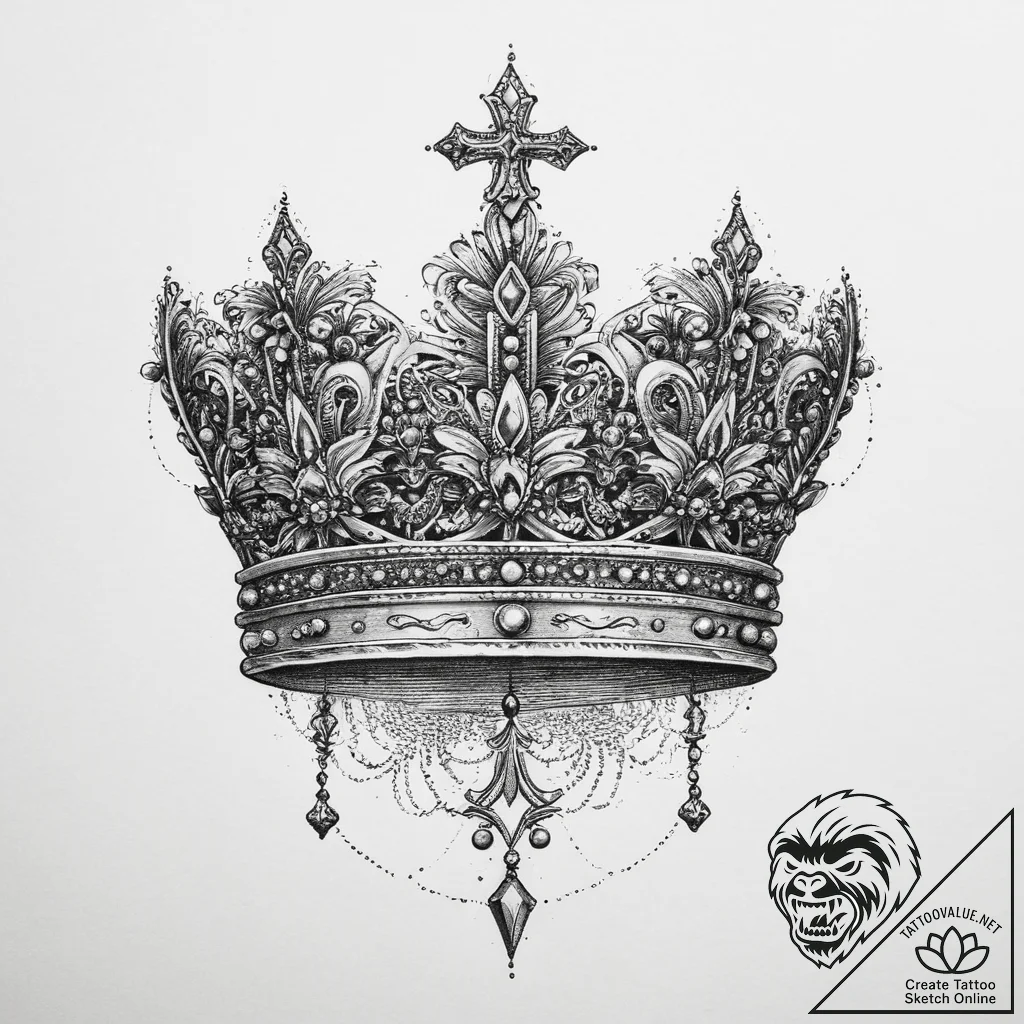 Tattoo design a king's crown on one, a queen'... - tattoo sketch (№1754147414_0, 02.08.2025 15:10) — tattoovalue.net