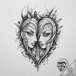 Tattoo design an abstract “embrace” in linewo… – tattoo sketch (№1754147805_0, 02.08.2025 15:16) — tattoovalue.net