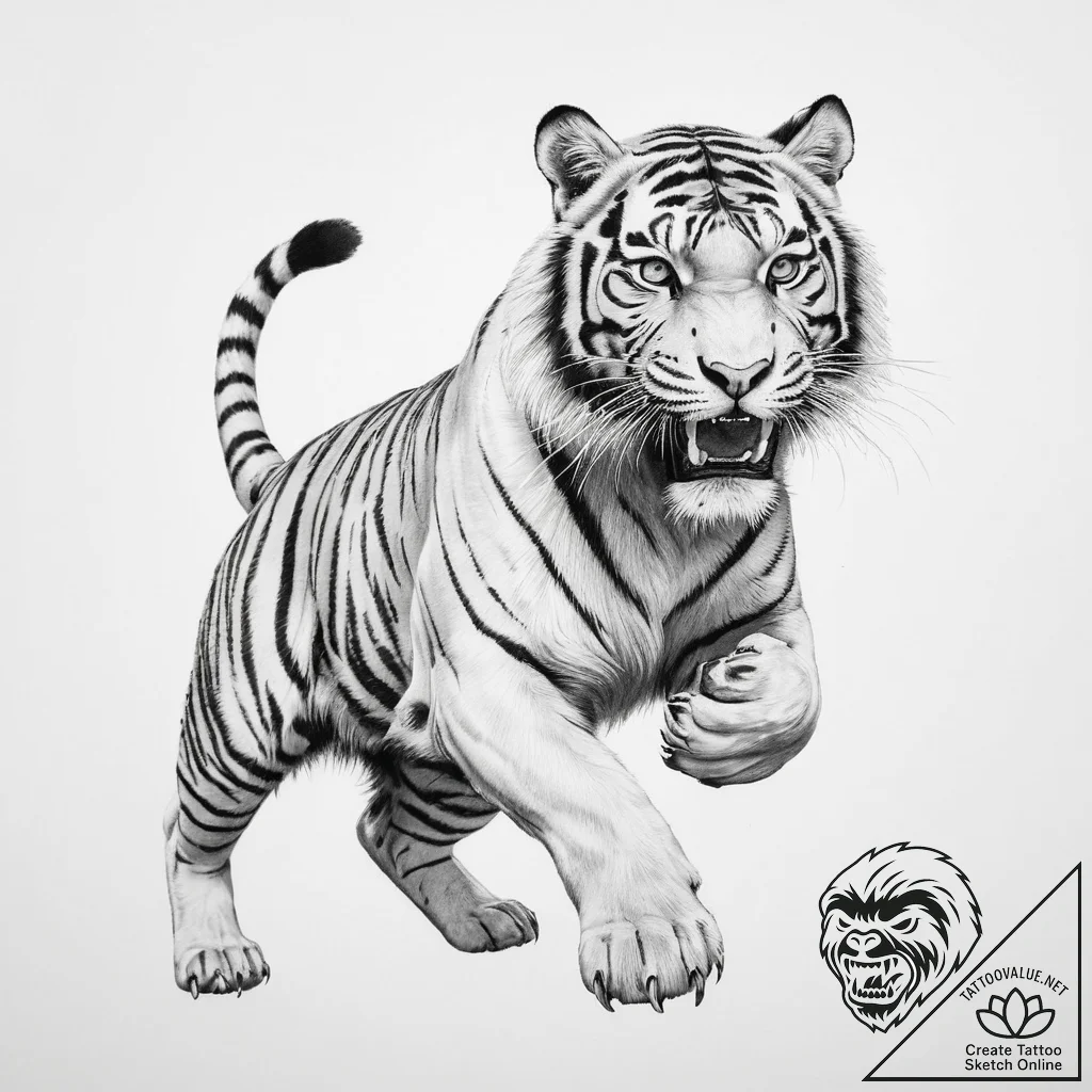Tattoo design a traditional japanese tiger in... - tattoo sketch (№1754149381_0, 02.08.2025 15:43) — tattoovalue.net