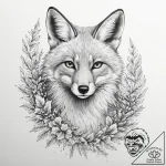 A red fox cautiously peeking out from behind… – tattoo sketch (№1754149575_0, 02.08.2025 15:46) — tattoovalue.net