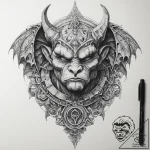 Tattoo sketch a strong, stoic gargoyle statue… – tattoo sketch (№1754149771_0, 02.08.2025 15:49) — tattoovalue.net